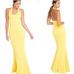 BLACK HALO EVE Naples Neoprene Halter Maxi Dress Yellow 4